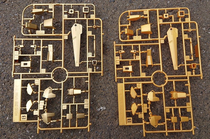 Picture about before and after of Hyaku-Shiki-Gold painted